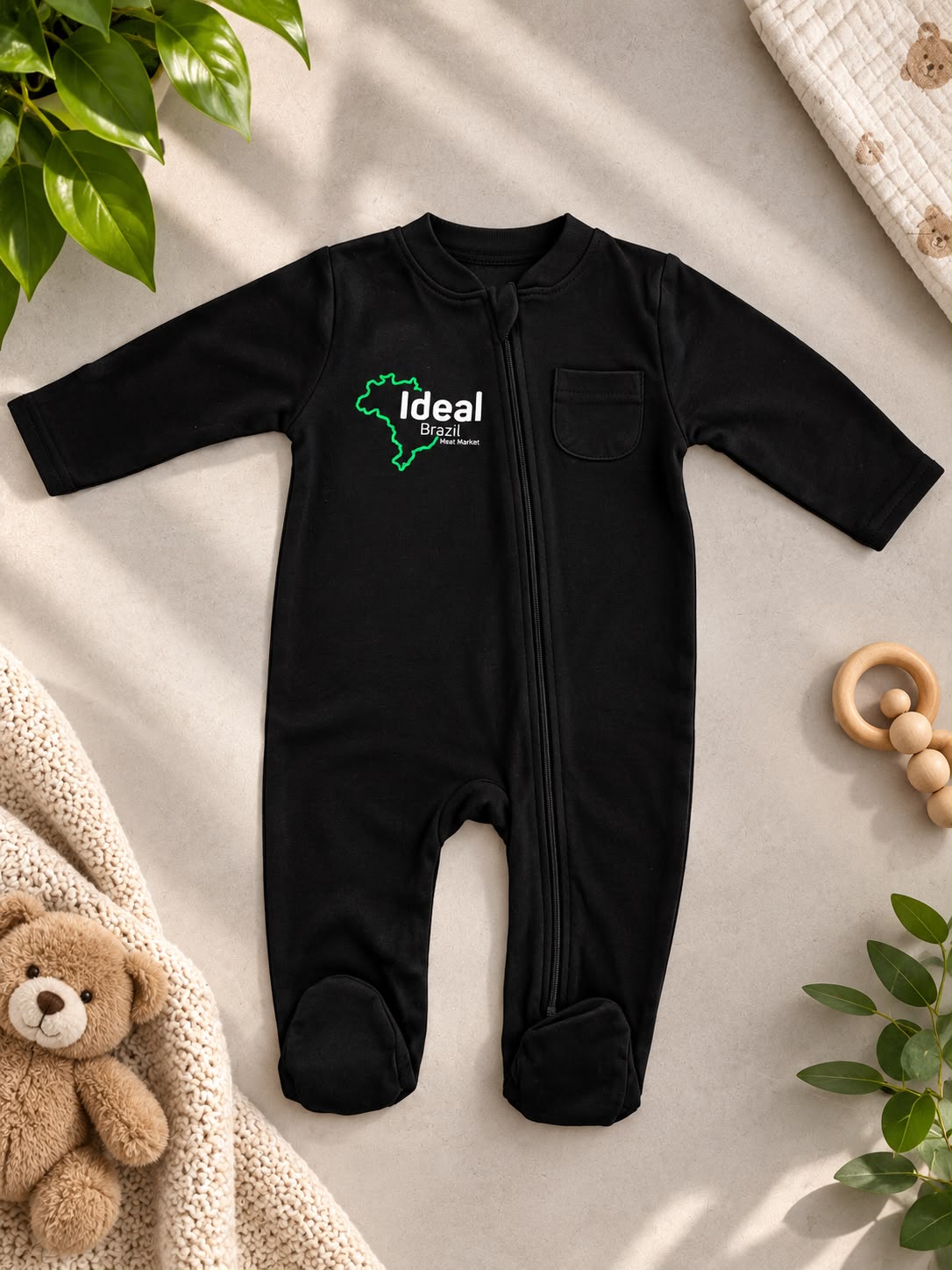 Black baby outfit customized with a business logo